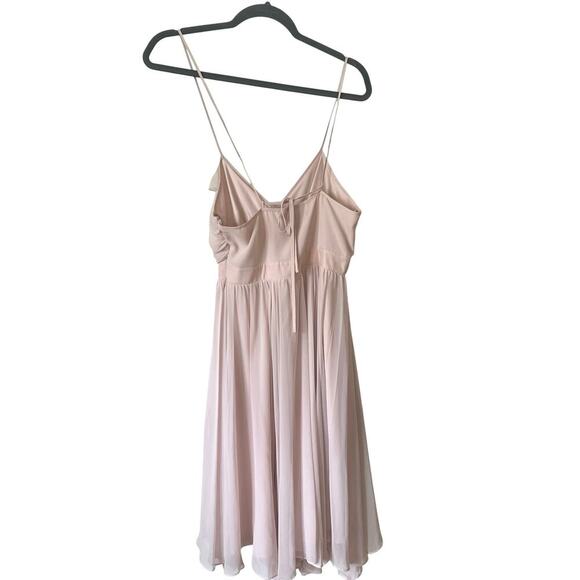 The Limited Blush Pink Ruffle Chiffon Midi Dress Size 8 Spaghetti Strap NWT - Picture 2 of 5